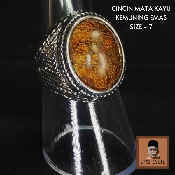 Cincin Mata Kayu Kemuning Emas - JHS Craft