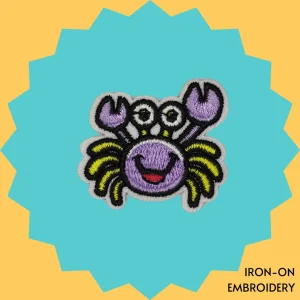 Smiling purple cartoon crab Iron-on Embroidery