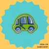 Cartoony round green car Iron-on Embroidery