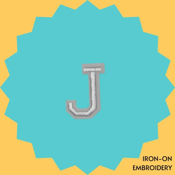 Iron-On-Patch-1027 White Letter 'J' Iron-on Embroidery