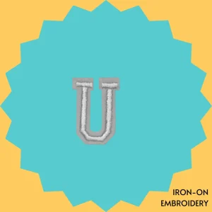White Letter 'U' Iron-on Embroidery