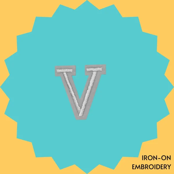 Iron-On-Patch-1051 White Letter 'V' Iron-on Embroidery
