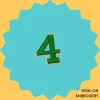 Green number '4' Iron-on Embroidery