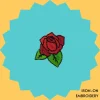 Small red rose with base leaves Iron-on Embroidery
