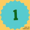 Green number '1' Iron-on Embroidery