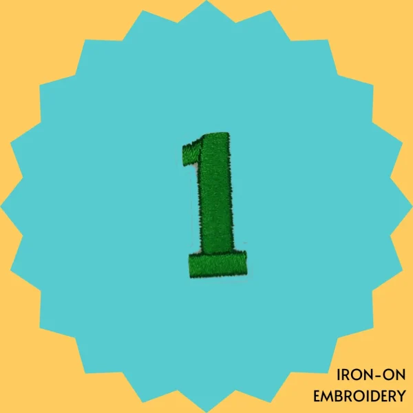 Green number '1' Iron-on Embroidery