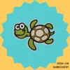 Smiling cartoony turtle Iron-on Embroidery