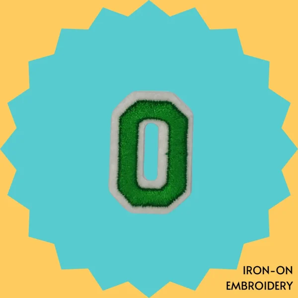 Iron-On-Patch-137 Green number '0' Iron-on Embroidery