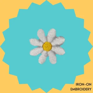 White flower with yellow center Iron-on Embroidery