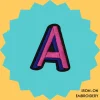 Pink-blue letter 'A' Iron-on Embroidery