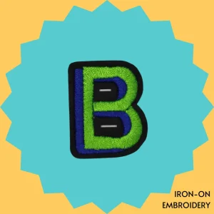 Pink-green letter 'B' Iron-on Embroidery