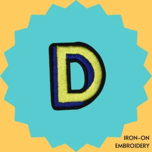 Yellow-blue letter 'D' Iron-on Embroidery