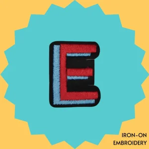 Red-blue letter 'E' Iron-on Embroidery