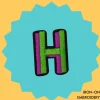 Green-purple letter 'H' Iron-on Embroidery