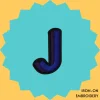 Blue-black letter 'J' Iron-on Embroidery