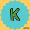 Green-blue letter 'K' Iron-on Embroidery