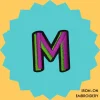Pink-green letter 'M' Iron-on Embroidery