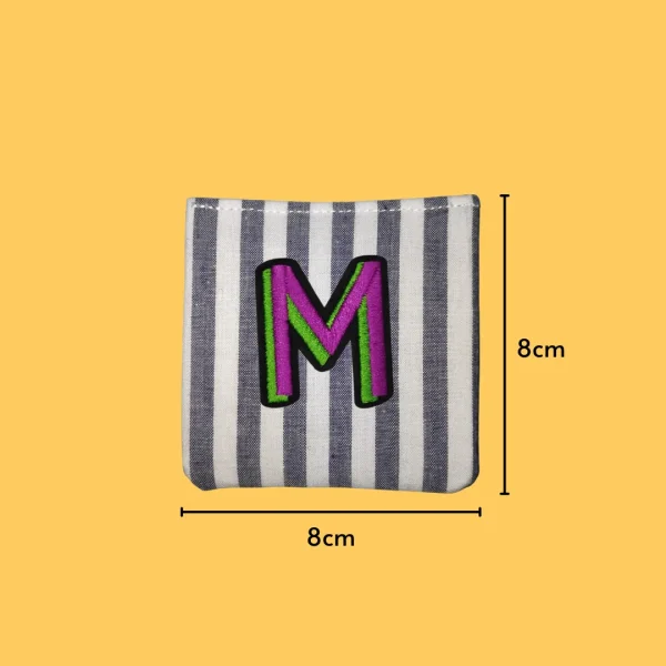 Pink-green letter 'M' Iron-on Embroidery