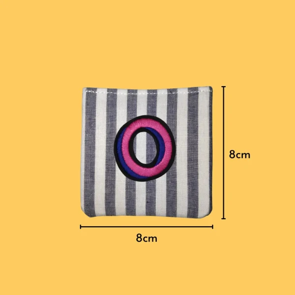 Piink-blue letter 'O' Iron-on Embroidery
