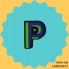 Iron-On-Patch-171 Blue-green letter 'P' Iron-on Embroidery