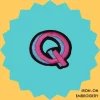 Pink-blue letter 'Q' Iron-on Embroidery