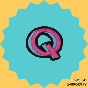 Pink-blue letter 'Q' Iron-on Embroidery