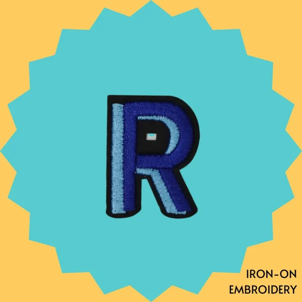 Iron-On-Patch-175 Blue letter 'R' Iron-on Embroidery