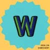 Blue-green letter 'W' Iron-on Embroidery