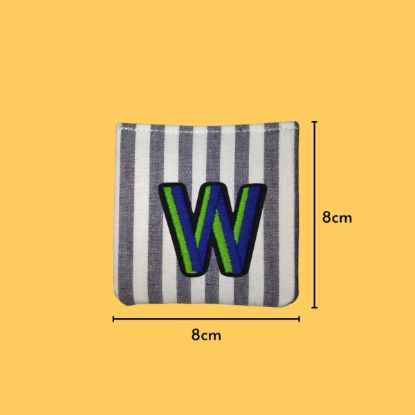Blue-green letter 'W' Iron-on Embroidery