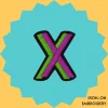 Pink-green letter 'X' Iron-on Embroidery