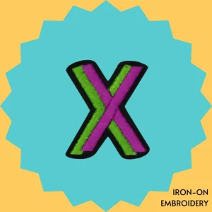 Pink-green letter 'X' Iron-on Embroidery