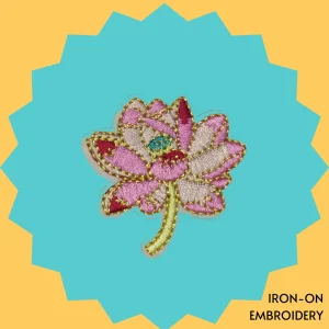White and pink lotus Iron-on Embroidery
