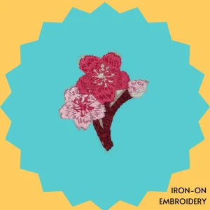 White and pink peach blossom Iron-on Embroidery