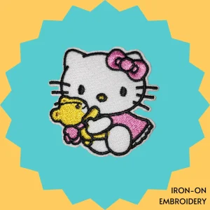 Hello Kitty holding a yellow bear Iron-on Embroidery