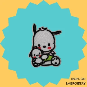 Pochacco with a doll Iron-on Embroidery