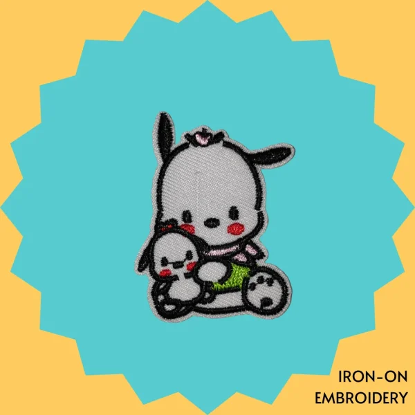 Pochacco with a doll Iron-on Embroidery