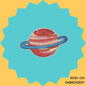 Red Saturn aesthetic Iron-on Embroidery