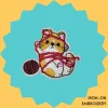 Orange cat playing with ball of yarn Iron-on Embroidery
