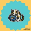 Calico cat pawing into fish bowl Iron-on Embroidery