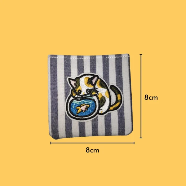 Calico cat pawing into fish bowl Iron-on Embroidery