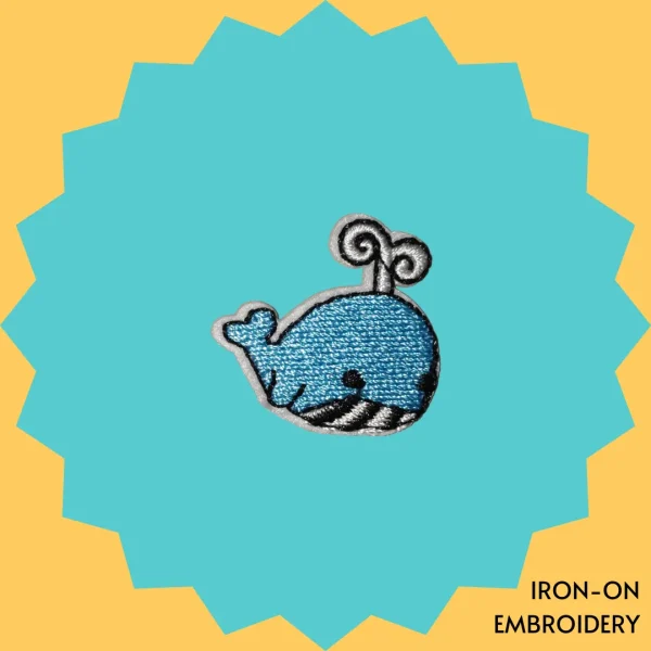 Small whale with water spout Iron-on Embroidery