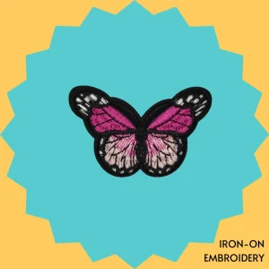 Neon pink butterfly Iron-on Embroidery