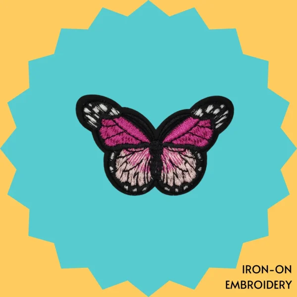 Neon pink butterfly Iron-on Embroidery