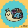 Cream snail with flowers Iron-on Embroidery