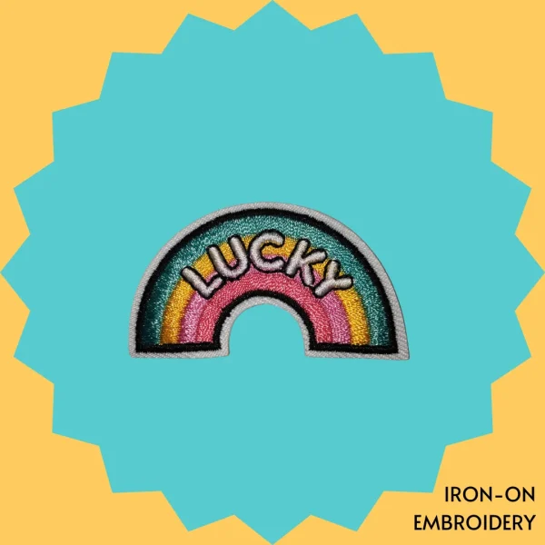 Iron-On-Patch-319 Rainbow with 'Lucky' text Iron-on Embroidery