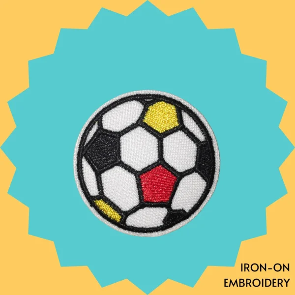 Soccer ball with yellow and black elements Iron-on Embroidery