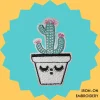 Cactus with flowers in sassy white vase Iron-on Embroidery