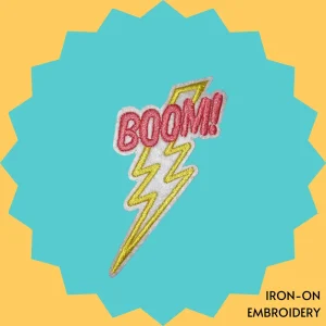 BOOM' text on thunder Iron-on Embroidery