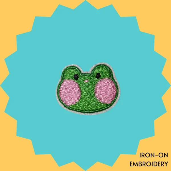 Small blushing frog Iron-on Embroidery