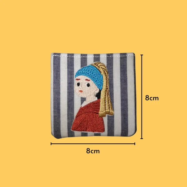 Cartoon 'Girl with a Pearl' Sticker Embroidery
